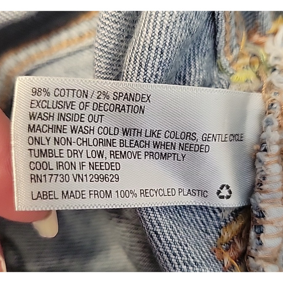 Knox Rose Embroidered Jeans Boho Western Indie Distressed Chevron Stretch Size 8 - Picture 4 of 11